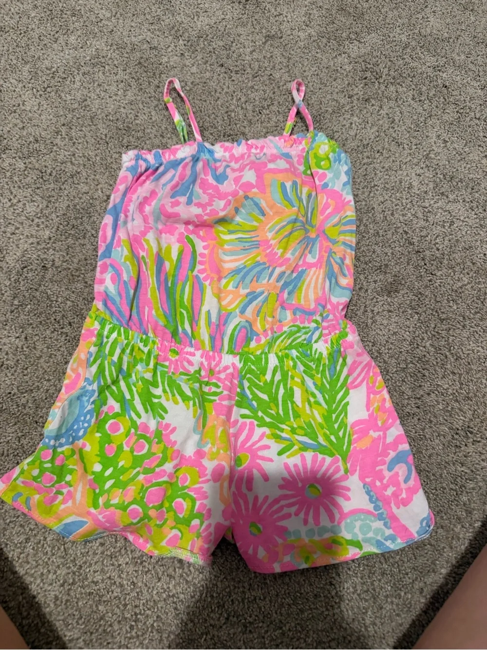 Lilly Pulitzer Pink Multicolor Floral Spaghetti-Strap Romper